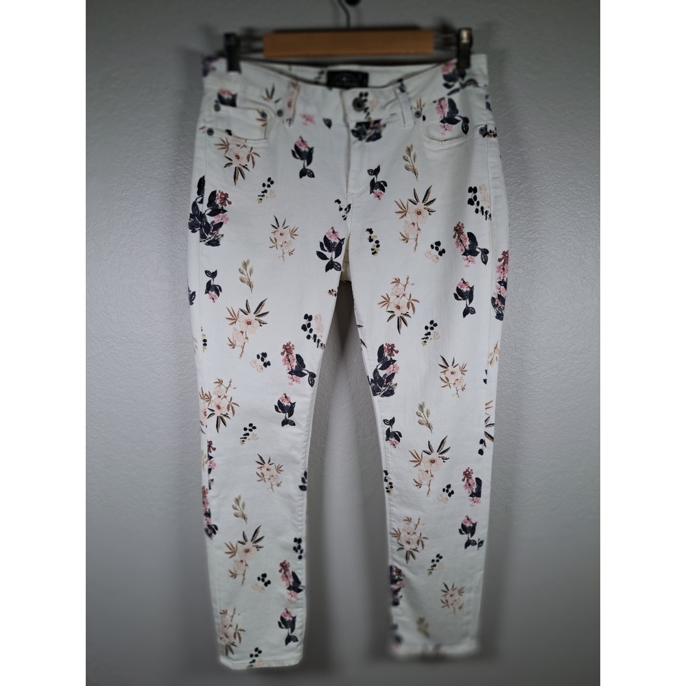 Lucky Brand Lolita Capri Jeans White Floral Print Mid Rise Size 8 29